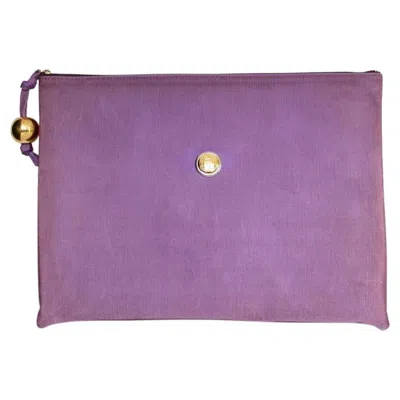 Pre-owned Fendi Maxi Pochette Size Unique In Purple