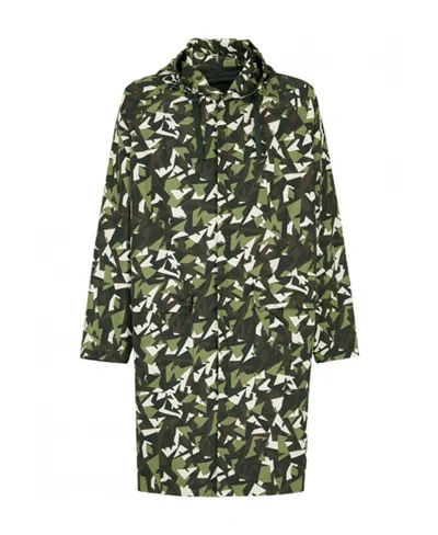 Fendi Medium And Long Style Camouflage With Hat Casual Jacket In Green