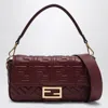 Fendi Medium Baguette Bag In Bordeaux Leather Women In Burgundy