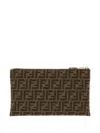 Fendi Medium Baguette Ff-pattern Clutch In Brown