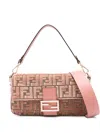 Fendi Medium Baguette Ff-pattern Shoulder Bag In Brown