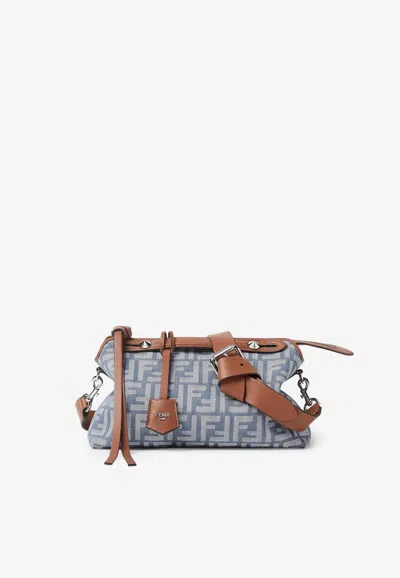 Fendi Medium By The Way Ff Jacquard Denim Crossbody Bag In Blue
