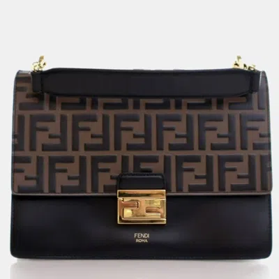 Pre-owned Fendi Medium Calfskin Kan U Bag In Black