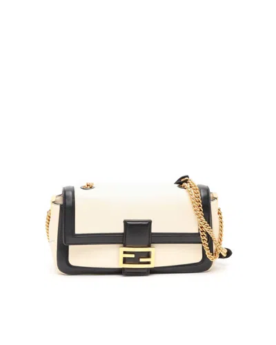 Fendi Medium Chain Baguette Bag In White