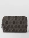 Fendi Medium Vanity Case With Central Zippered Compartment In Brown