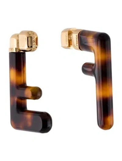 Pre-owned Fendi Medium Ff Convertible Clasp Drop Earrings In Multi