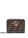 Fendi Medium Ff Diamonds Zip-around Wallet In Brown