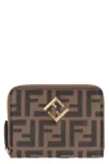 Fendi Medium Ff Diamonds Zip-around Wallet In Brown