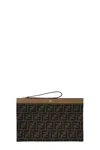 Fendi Rectangle Wrist Strap Clutch Bag In Brown