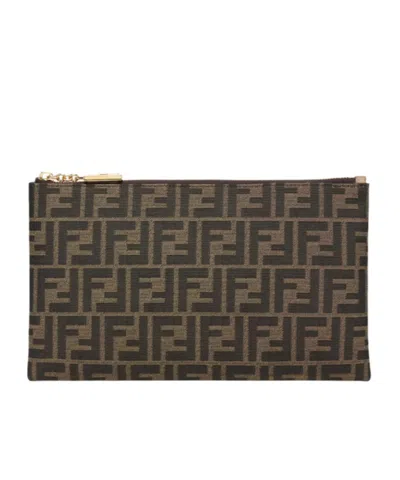 Fendi Medium Flat Baguette Clutch In Black