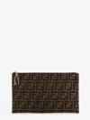 Fendi Women Medium Flat Ff Jacquard Fabric Pochette In Brown