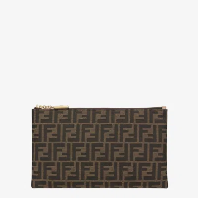 Fendi Medium Flat Pouch In Brown