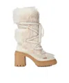 Fendi Medium-heeled Boots In White Shearling And Suede In White