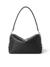 Fendi Medium Shoulder Bag Adjustable Strap Metal Hardware Textured Finish In Black