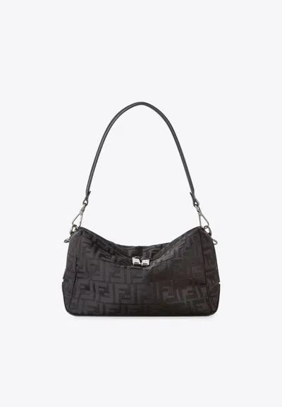 Fendi Medium Lui Ff Nylon Shoulder Bag In Black