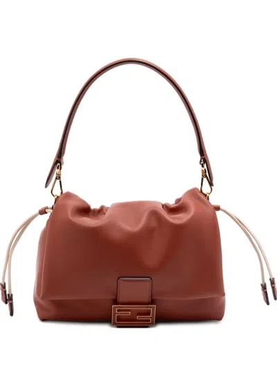 Fendi Medium Mamma Baguette Logo-plaque Shoulder Bag In Brown