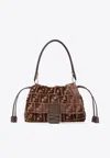 Fendi Women Mamma Baguette Medium Ff Velvet Jacquard Crossbody Bag In Brown