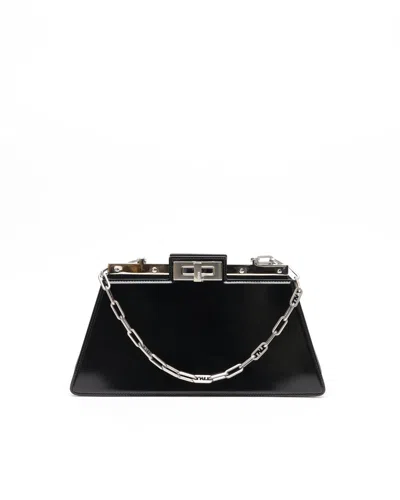 Fendi Medium Peekaboo Cut Chain Bag In Black