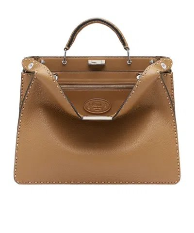 Fendi Medium Peekaboo Iseeu Selleria Tote Bag In Brown