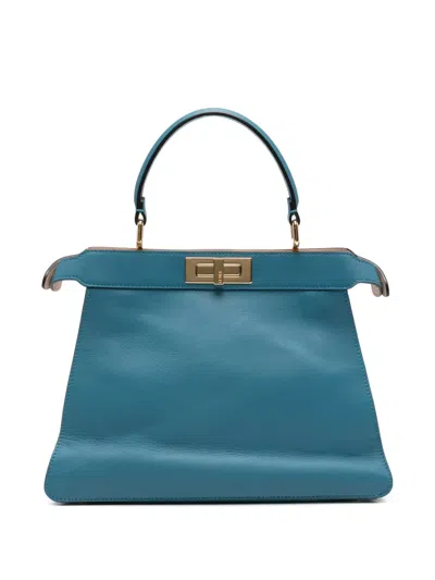 Pre-owned Fendi Medium Peekaboo Iseeu Tote Bag In Blue