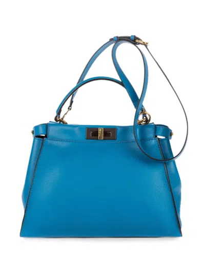 Pre-owned Fendi Medium Peekaboo Tote Bag In Blue