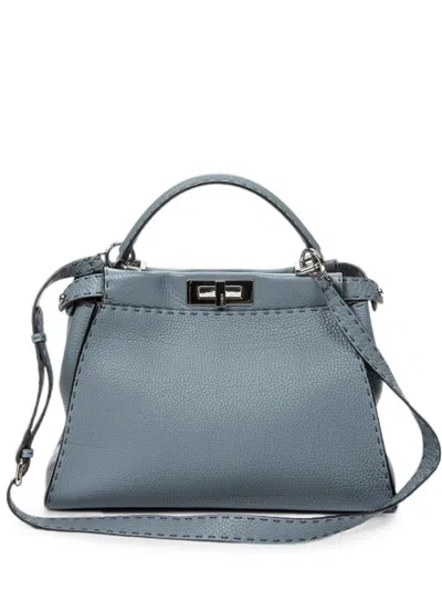 Pre-owned Fendi Medium Peekaboo Tote Bag In Blue