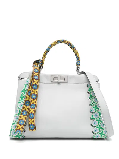 Pre-owned Fendi Medium Peekaboo Tote Bag In Blue