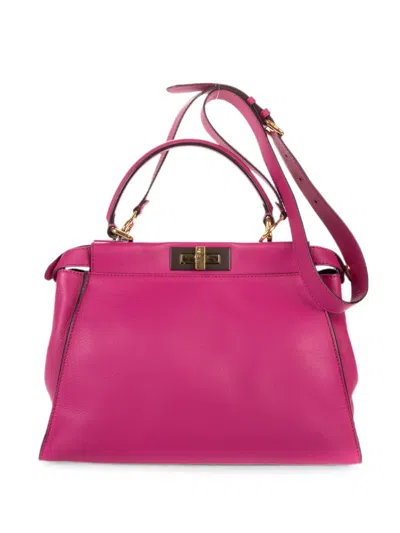 Pre-owned Fendi Medium Peekaboo Tote Bag In Pink