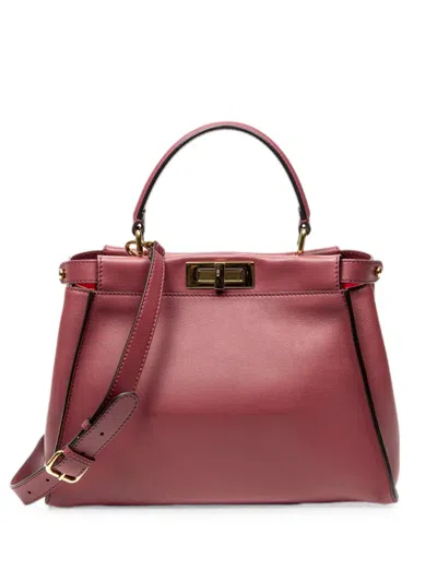 Pre-owned Fendi Medium Peekaboo Tote Bag In Red