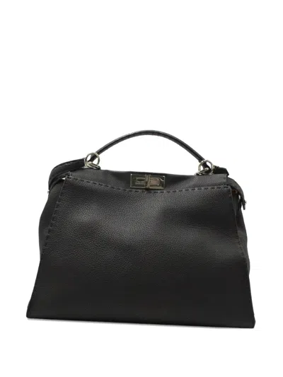 Pre-owned Fendi Medium Peekaboo Two-way Handbag In Black