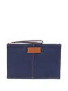 Fendi Medium Flat Pouch Contrast Stitching Wrist Strap In Blue