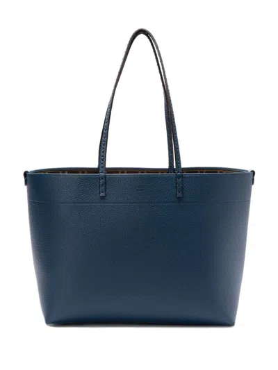 Fendi Medium Roll Bag With Macro Topstitching In Blue