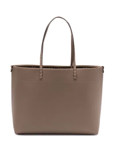 Fendi Borsa Shopper Roll Media Con Macro Impunture In Nude & Neutrals