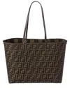 Fendi Medium Roll Canvas Tote In Orange