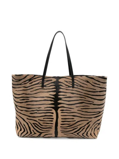 Fendi Medium Roll Kebir Tiger-print Tote Bag In Brown
