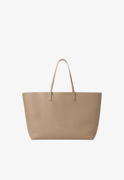 Fendi Medium Roll Leather Tote Bag In Beige