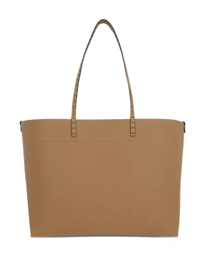 Fendi Medium Roll Leather Tote Bag In Brown