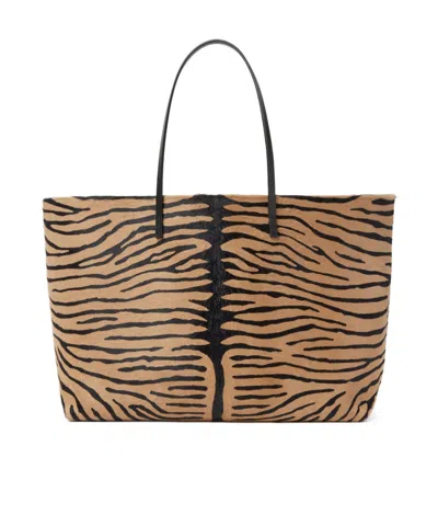 Fendi Medium Roll Tiger-print Pony-effect Leather Shopper In Purple