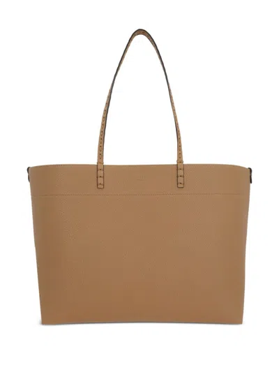 Fendi Roll Medium Shopper In Cappuccino Colour In Brown