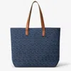 Fendi Men Blue Shopper With Long Handles And All Over Ff Motif In Cotton Man In Blue