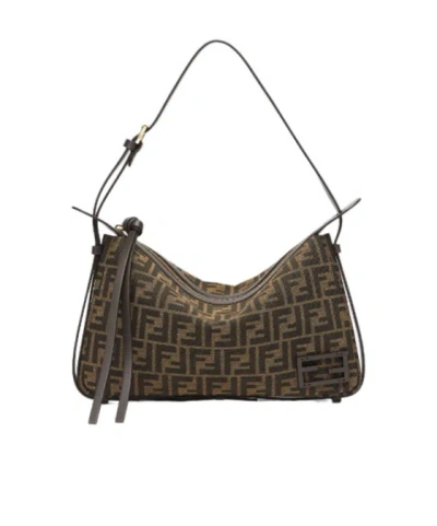 Fendi Brown Ff Jacquard Fabric Bag In Multi