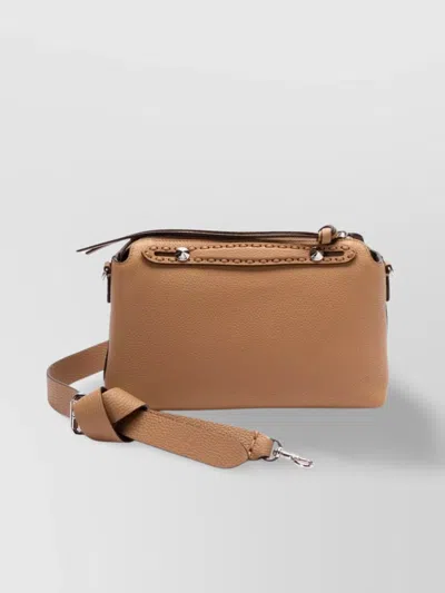 Fendi Medium Soft Leather Handbag Rectangle Shape In Brown