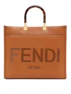Fendi Structured Top Handle Shopping Bag With Gold-tone Hardware In Brown