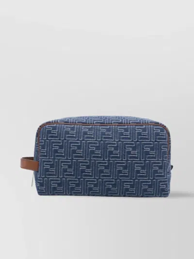 FENDI MEDIUM TOILETRY CASE IN DENIM-EFFECT FF JACQUARD