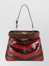 Fendi Peekaboo Soft Medium Two-tone Inlaid Hagfish Leather Bags In Red
