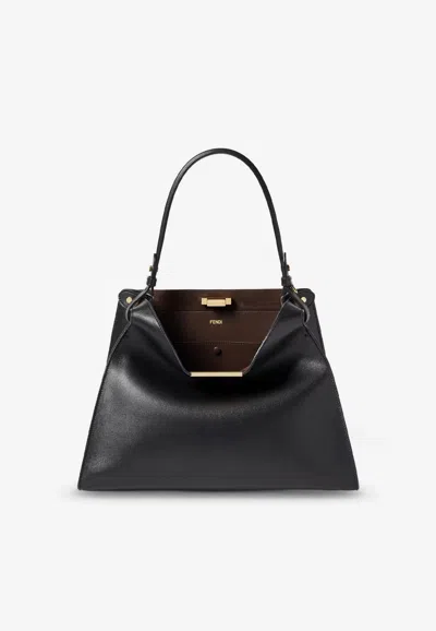 Fendi Medium Way Leather Shoulder Bag In Black