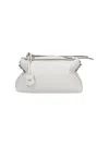 Fendi Medium White Textured Leather Shoulder Bag With Removable Handles In White