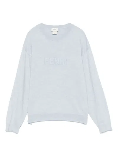Fendi Mélange-effect Sweater In ブルー