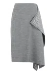 Fendi Wool Blend Skirt With Asymmetric Hem And Elasticated Waistband In Gray