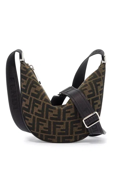 Fendi Melon Small Ff Jacquard Shoulder Bag In Brown